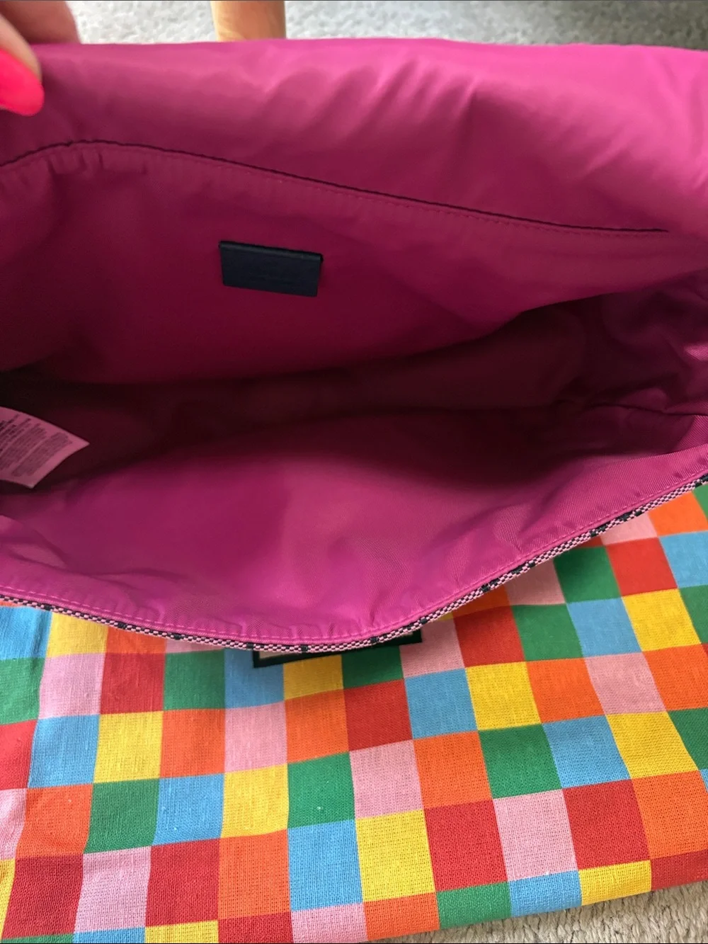 Gucci Pink GG Supreme Kids Crossbody with Navy Trim and Strap